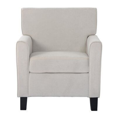 Beige Accent Armchair With 4 Solid Wood Legs - Image 0