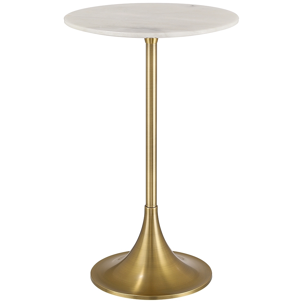 Studio 55 Mesita 24" End Table White Marble Top with Gold Finish Base - Image 0