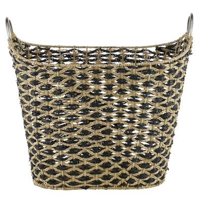 Arbyrd Large Seagrass Basket With Black Diamonds And Metal Handles, 20.65" X 18.4" - Image 0