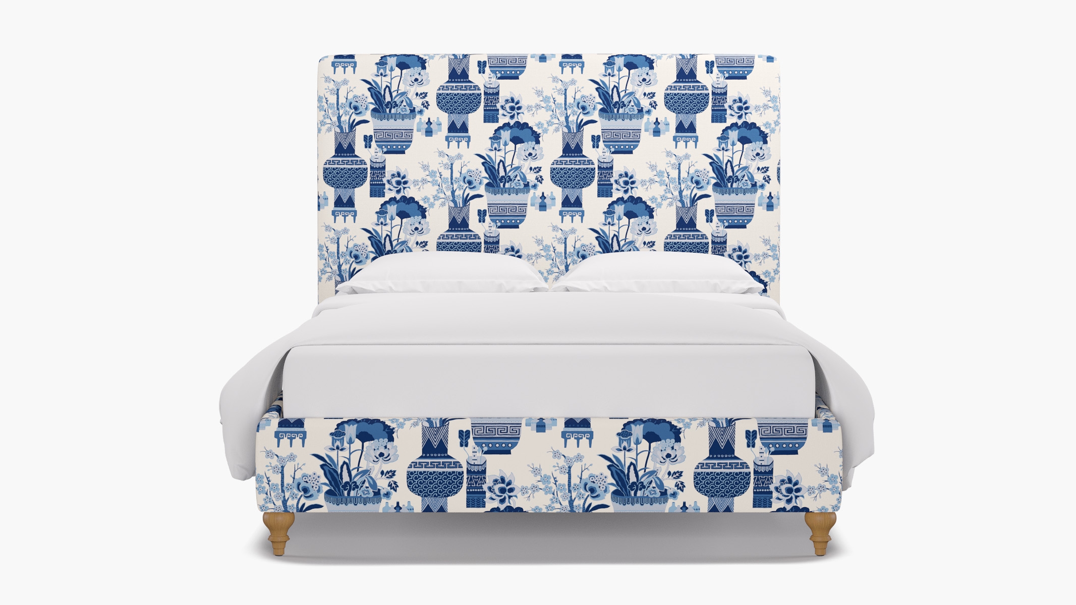 Classic Bed, Delft Kan-Shie, Natural Traditional Turned Leg, Queen - Image 0