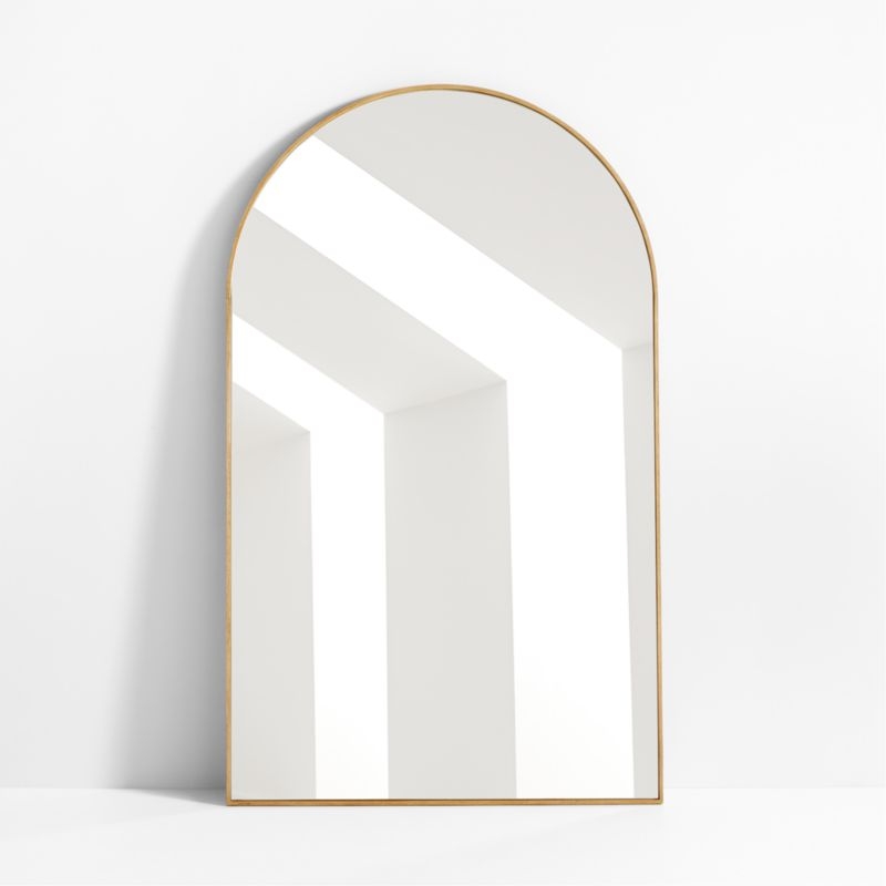 Edge Oak Wood Extra-Large Arched Floor Mirror 48"x80" - Image 1