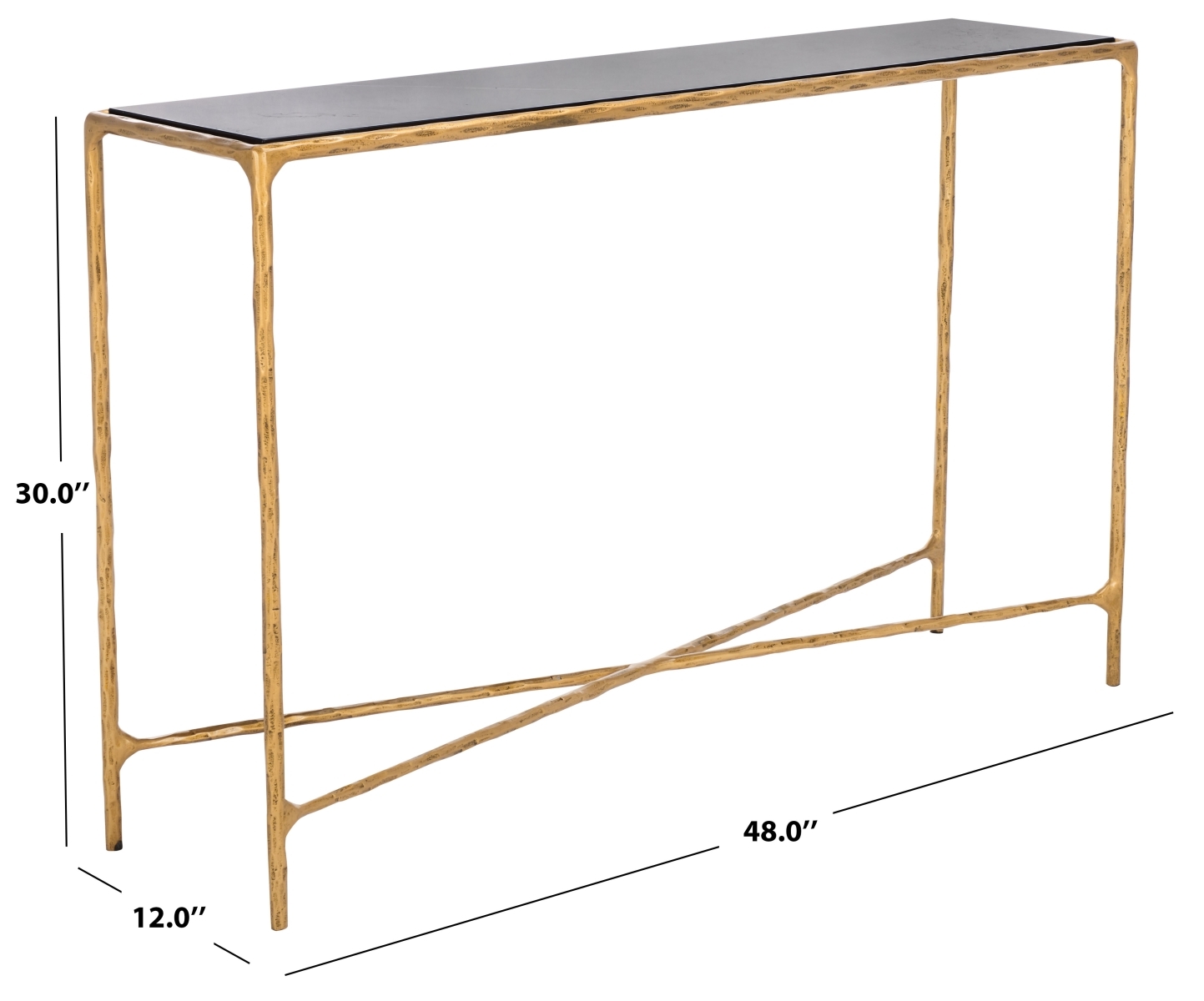 Jessa Rectangle Console Table - Brass/Black - Image 6