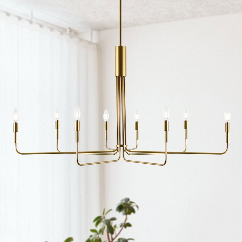 Brushed Brass Sola 8-Light Candle Style Modern Linear Chandelier, Brushed Brass - Image 9