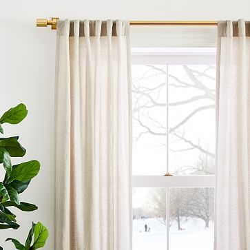 European Flax Linen & Luster Velvet Curtain, Natural & Golden Oak, 48"x84" - Image 3