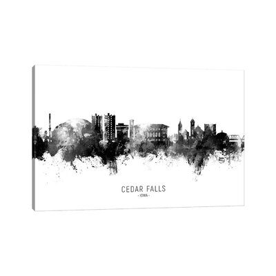 Cedar Falls Iowa Skyline Name Blank And White-MTO2801 - Image 0