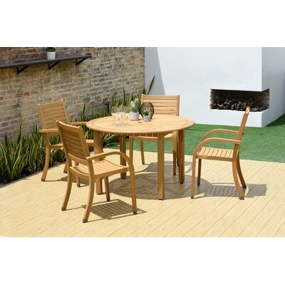 Edney Outdoor 5 Piece Teak Dining Set
