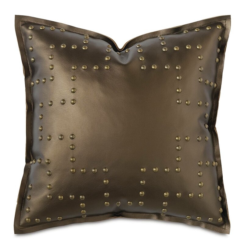 Eastern Accents Harper Nailhead Square Faux Leather Pillow Cover & Insert - Image 0