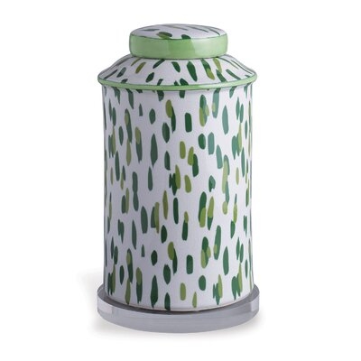 Green/White 15'' Porcelain Jar - Image 0