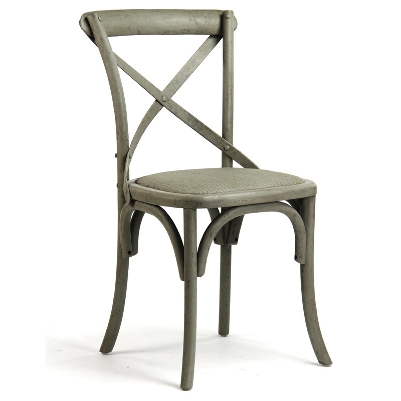 Zentique Parisienne Cafe Solid Wood Cross Back Dining Chair Color: Green - Image 0