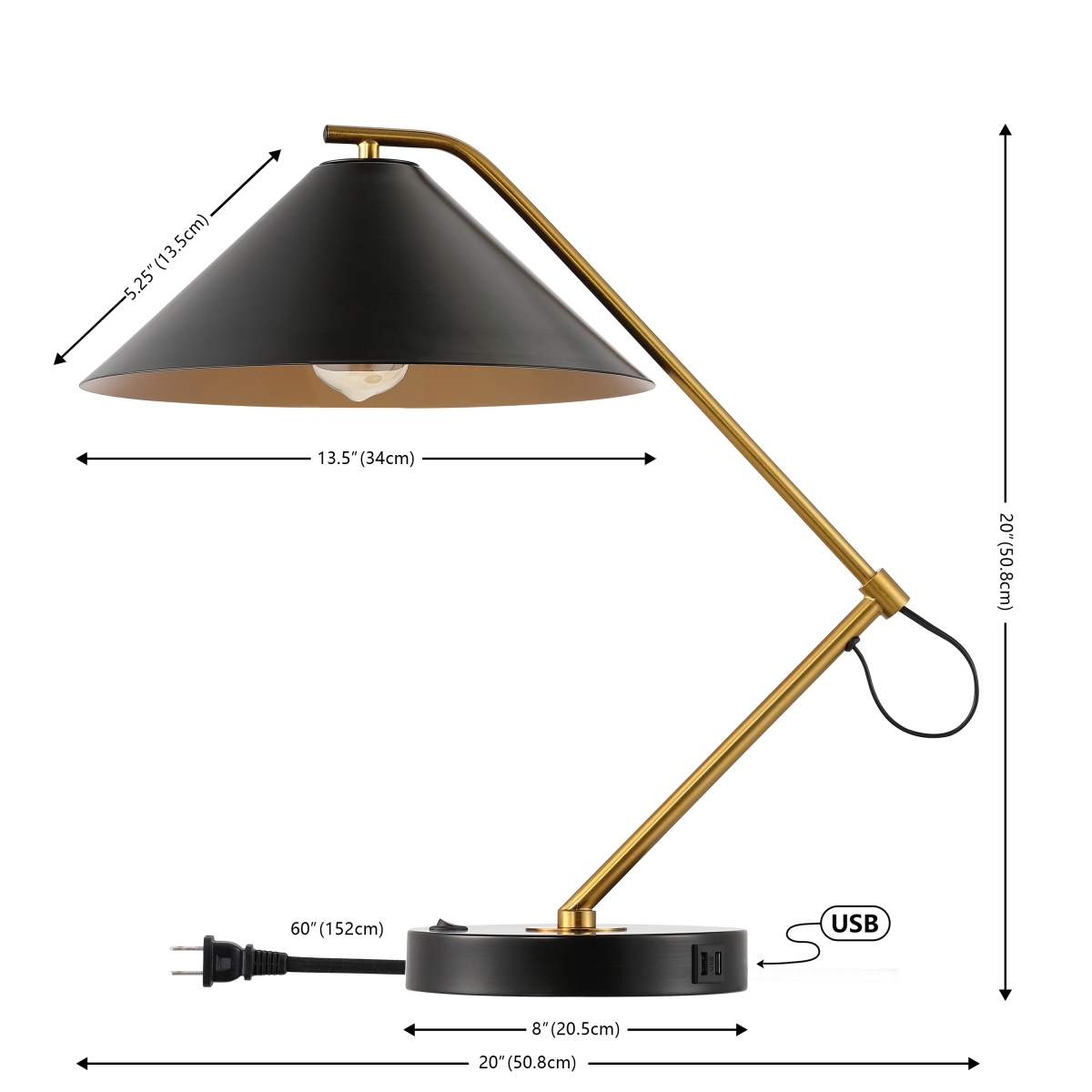 Moseby 21" Table Lamp W/ Usb - Black/Brass - Image 4