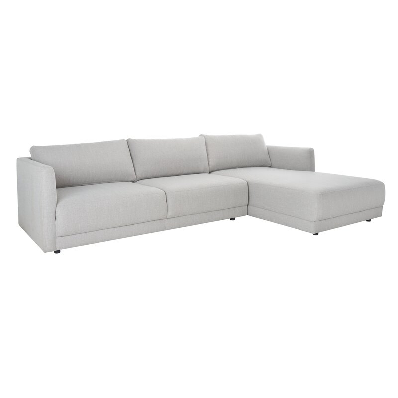 Kayden 117" Wide Right Hand Facing Sofa & Chaise, Light Gray Linen - Image 0