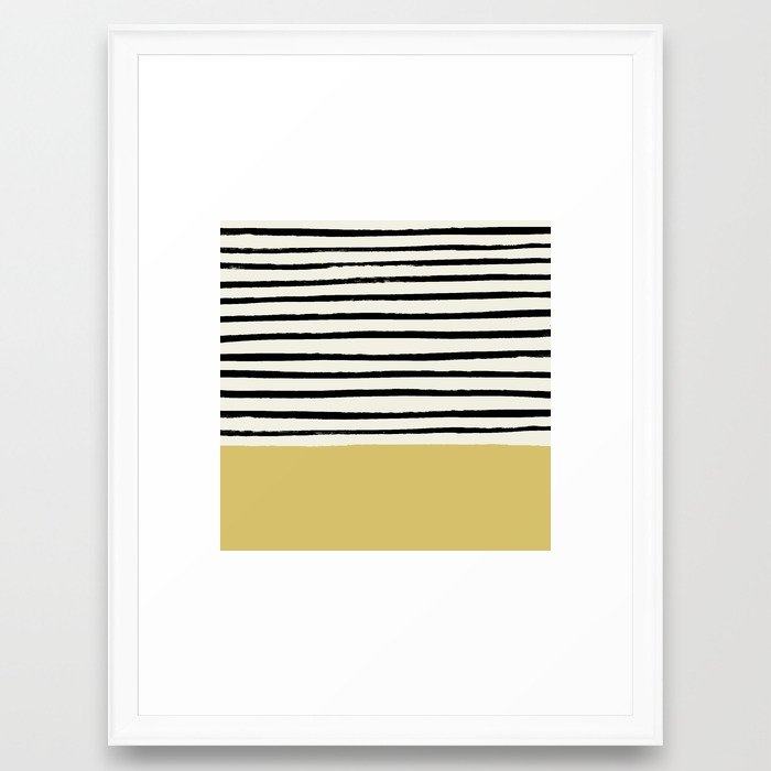Daffodil Yellow X Stripes Framed Art Print by Leah Flores - Scoop White - MEDIUM (Gallery)-20x26 - Image 0