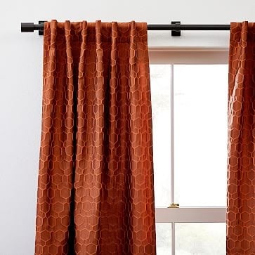 Honeycomb Jacquard Curtain, Burnt Copper, 48"x84" - Image 3