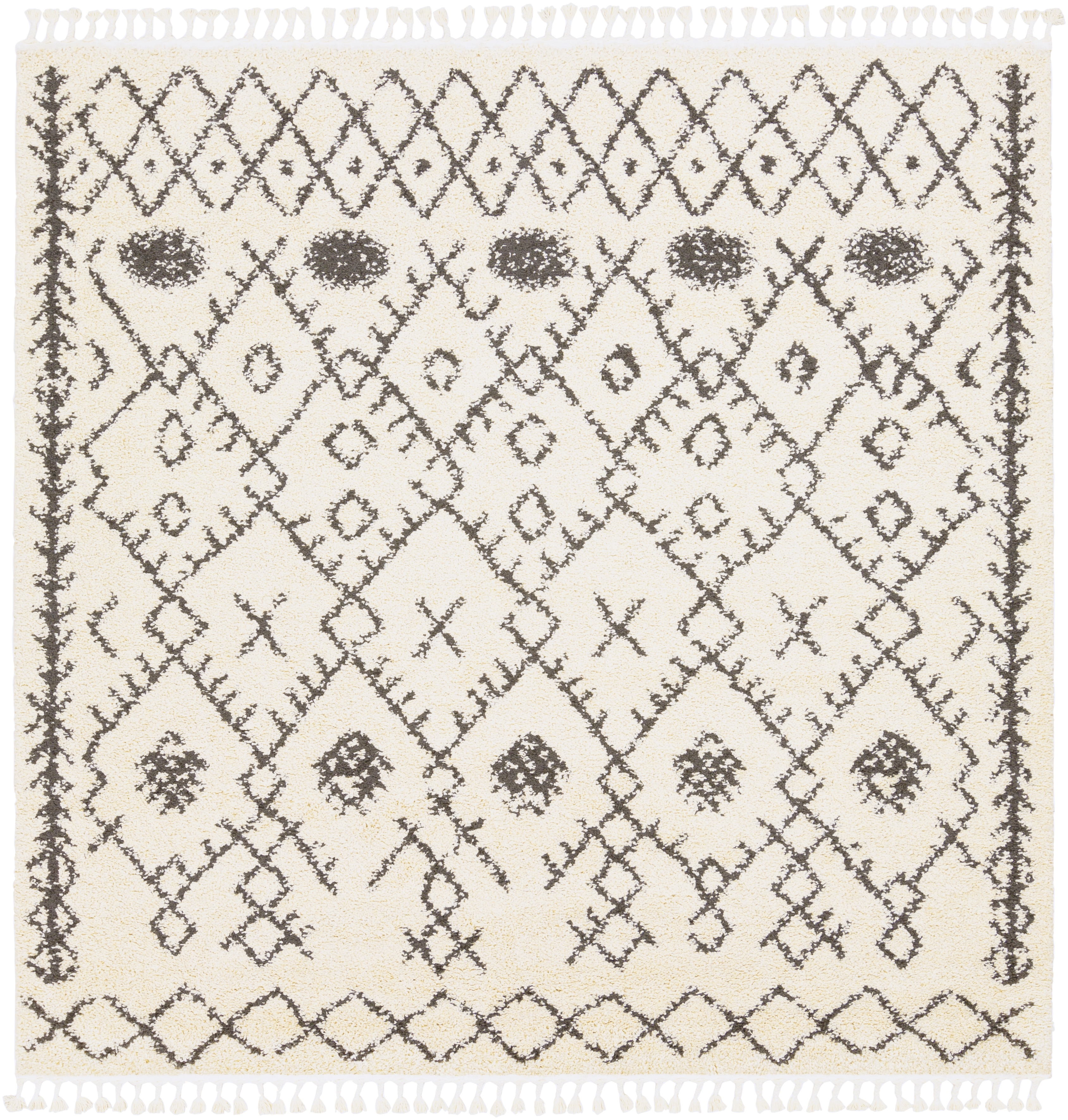 Berber Shag Beige Indoor 7'10" x 7'10" Machine Woven Rug - Image 0