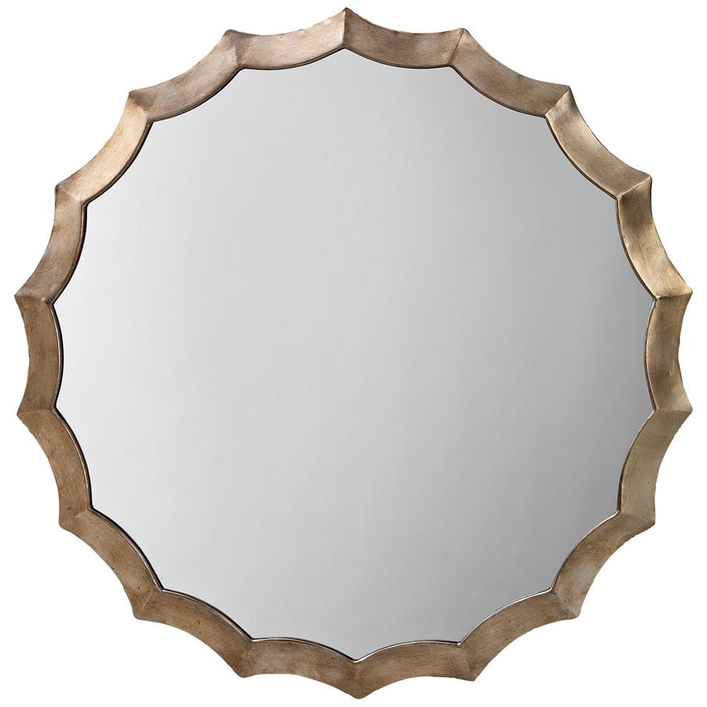Jamie Young Antique Silver 32" Round Scalloped Wall Mirror - Style # 77E79 - Image 0