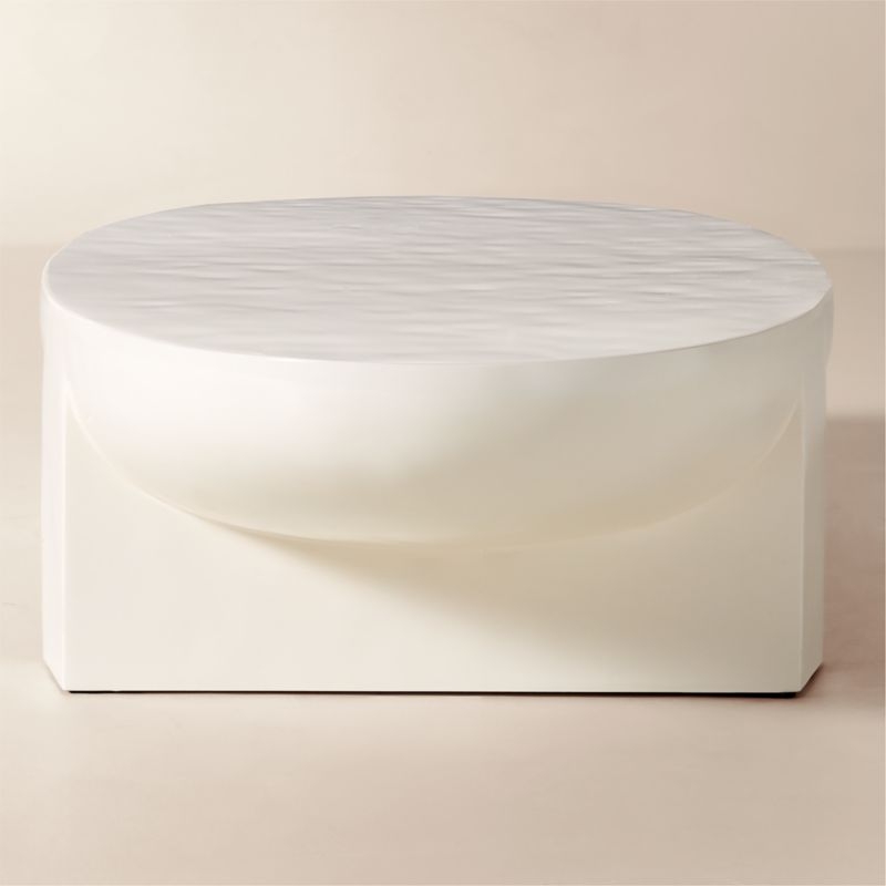 Estelle 66" Oval White Resin Coffee Table - Image 6