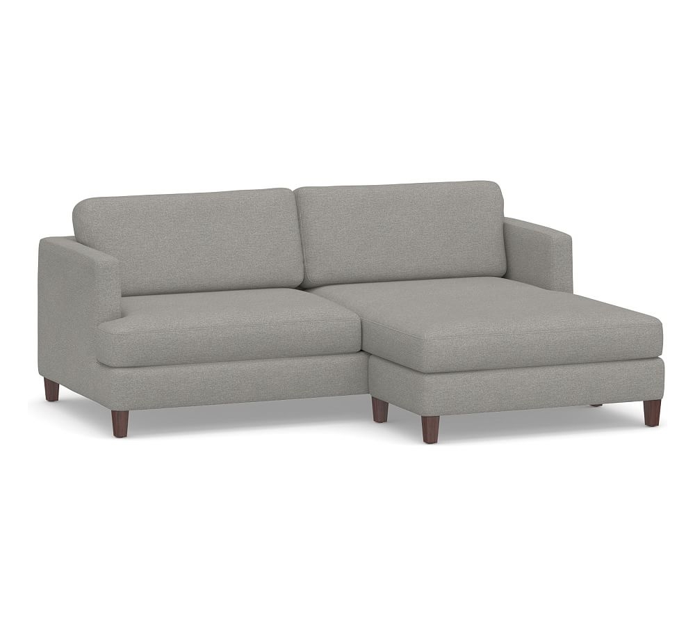 SoMa Ember Upholstered Sofa with Reversible Chaise Sectional, Polyester Wrapped Cushions, Performance Heathered Basketweave Platinum - Image 0