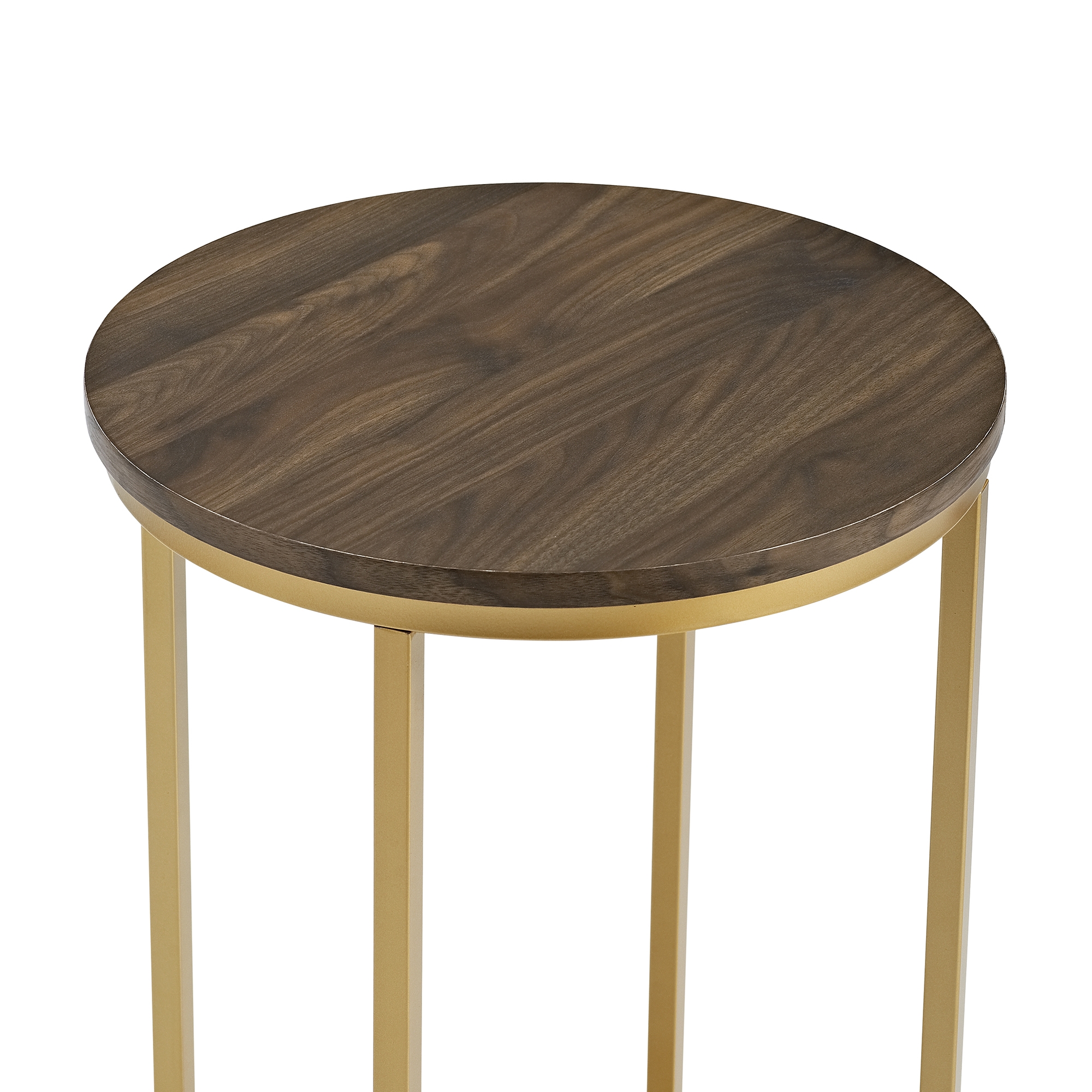 Alissa 16" Glam Round Side Table - Dark Walnut/Gold - Image 3