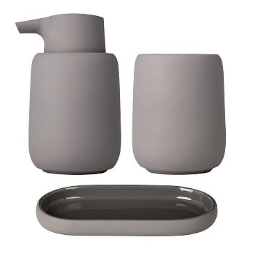 Blomus SONO Soap Dispenser, Tumbler & Tray Moonbeam, Cream, Set of 3 - Image 3