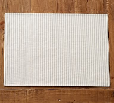 Wheaton Striped Linen/Cotton Placemat, Single - Charcoal - Image 3