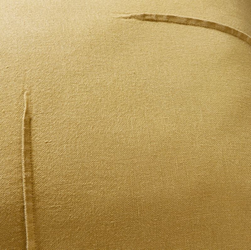 Tuck Tobacco Brown Linen Throw Pillow with Feather-Down Insert 26" - Image 2