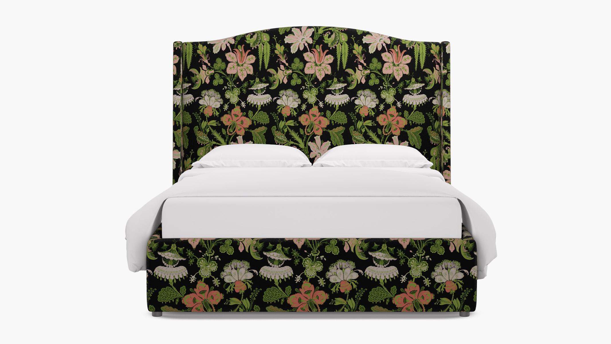 Curved Wingback Bed, Coral Onyx Rossetta, King - Image 0