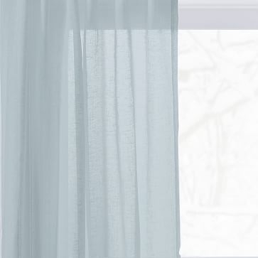 Solid Belgian Linen Melange Curtain Washed Blue Gemstone 48"x84" - Image 2