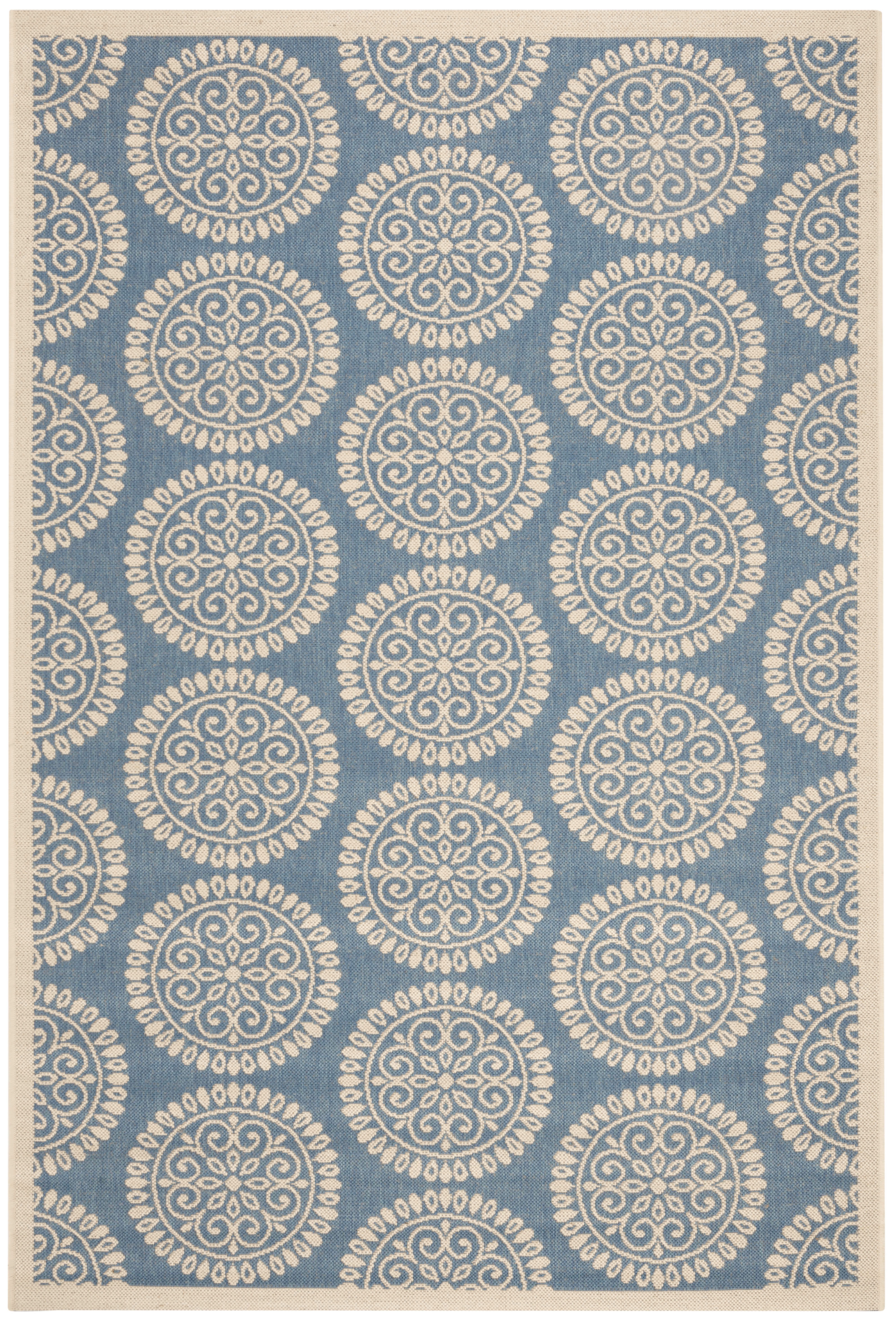 Arlo Home Indoor/Outdoor Woven Area Rug, LND176M, Blue/Cream,  5' 1" X 7' 6" - Image 0