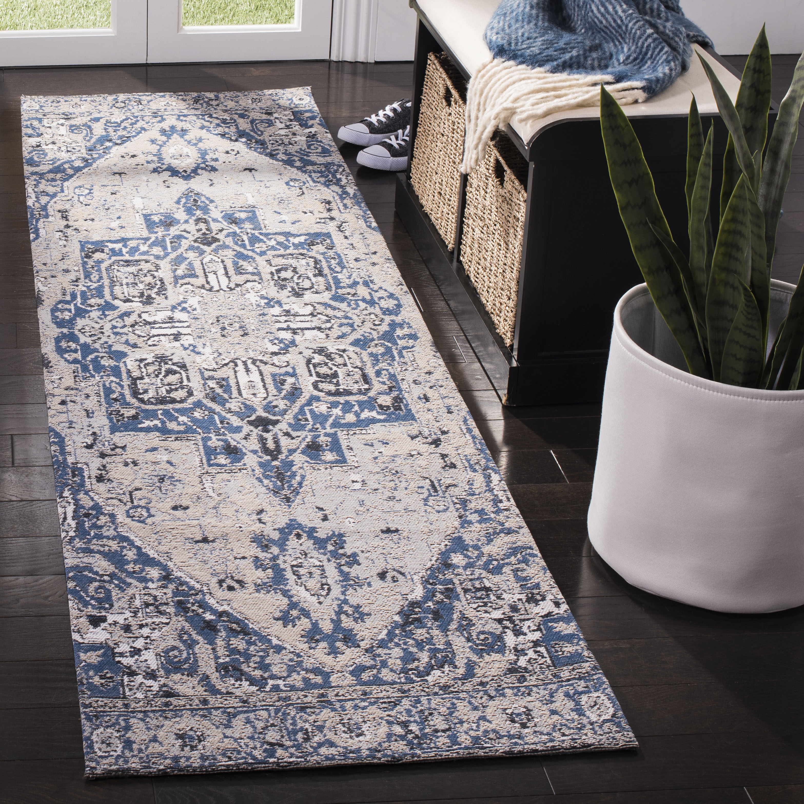 Arlo Home Woven Area Rug, CLV111M, Blue,  2' 3" X 8' - Image 1