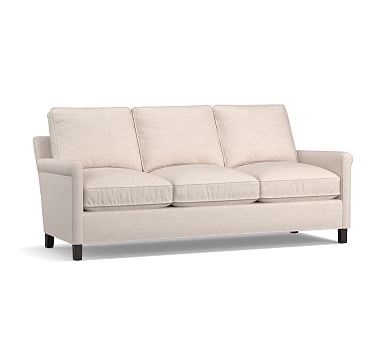 Tyler Roll Arm Upholstered Sofa 80", Down Blend Wrapped Cushions, Performance Brushed Basketweave Chambray - Image 0