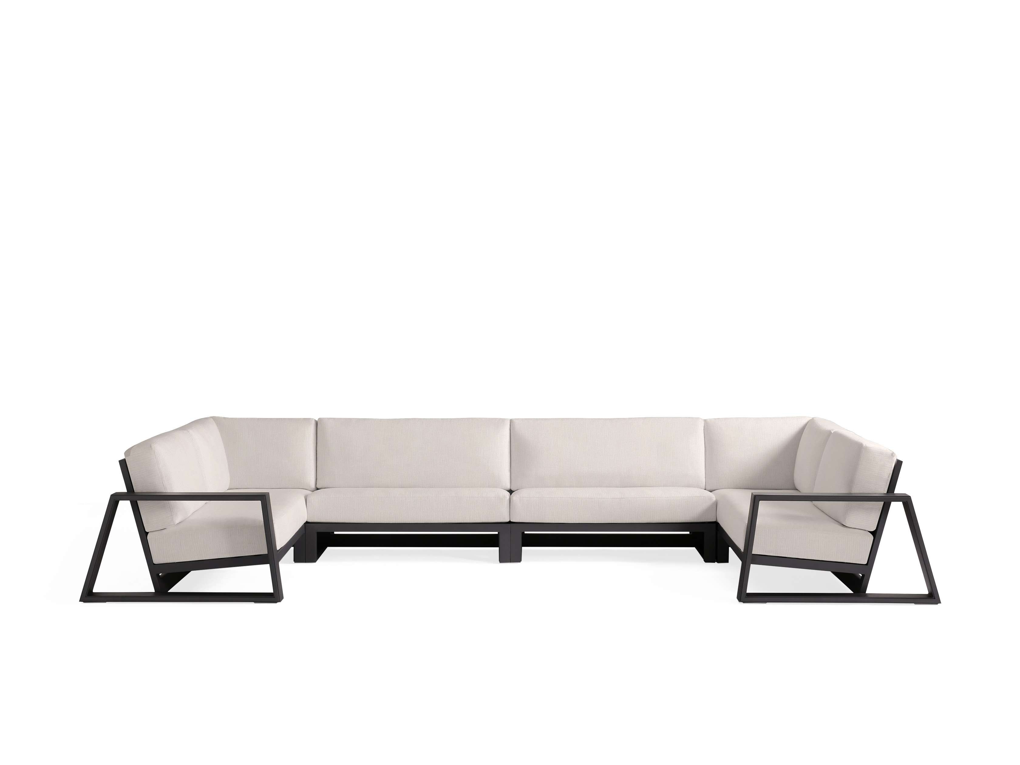 Canyon Outdoor Four-Piece Sectional Aluminum Large in Gray  Starboard Lace  - Image 0