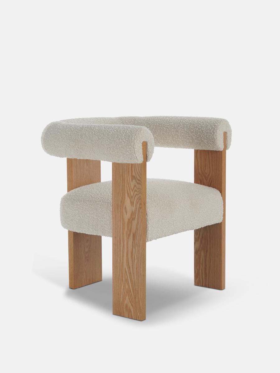 Eldon Dining Chair, Boucle, Oak, US - Image 0