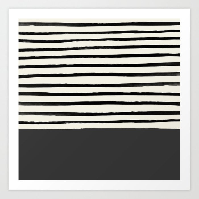Charcoal Gray X Stripes Art Print by Leah Flores - X-LARGE - Image 0