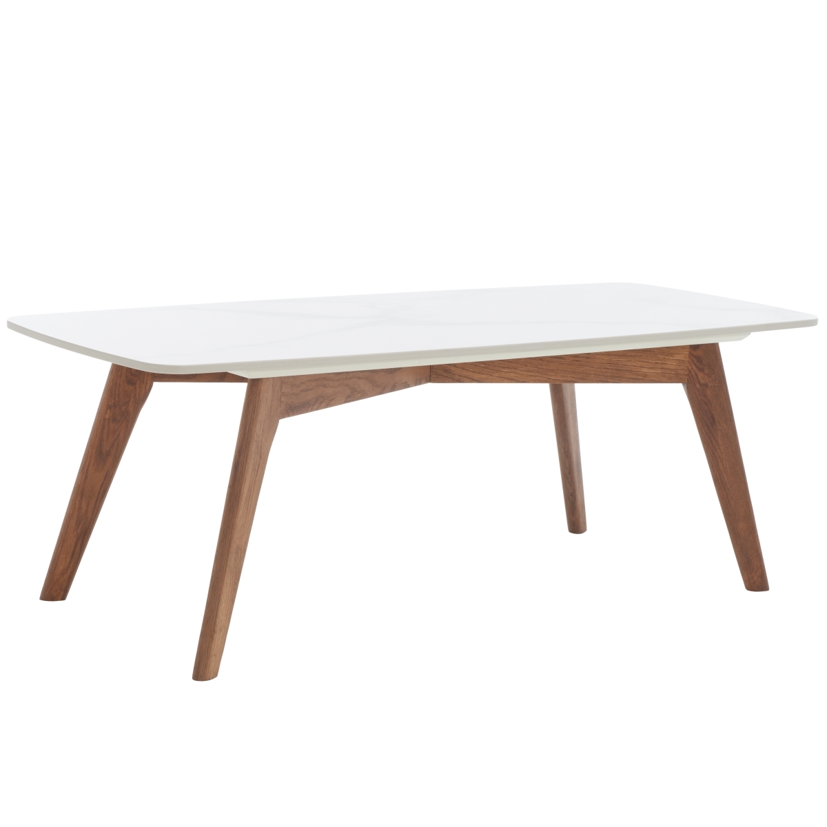 Karina Rectangular Coffee Table - White / Walnut - Safavieh - Image 6