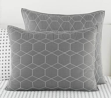 Pw Honeycomb Quilt, Standard Sham, Charcoal, - Image 0