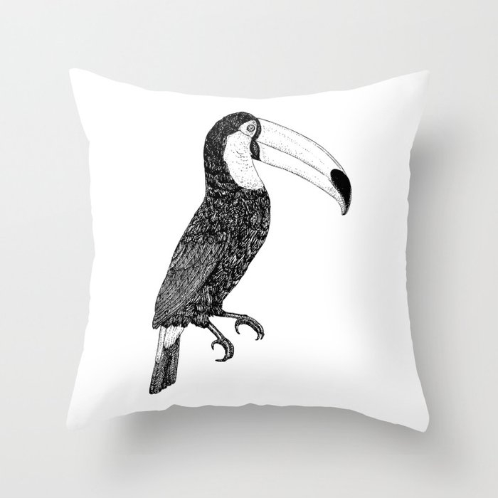 Toco - Black And White Throw Pillow by Florent Bodart / Speakerine - Cover (20" x 20") With Pillow Insert - Indoor Pillow - Image 0