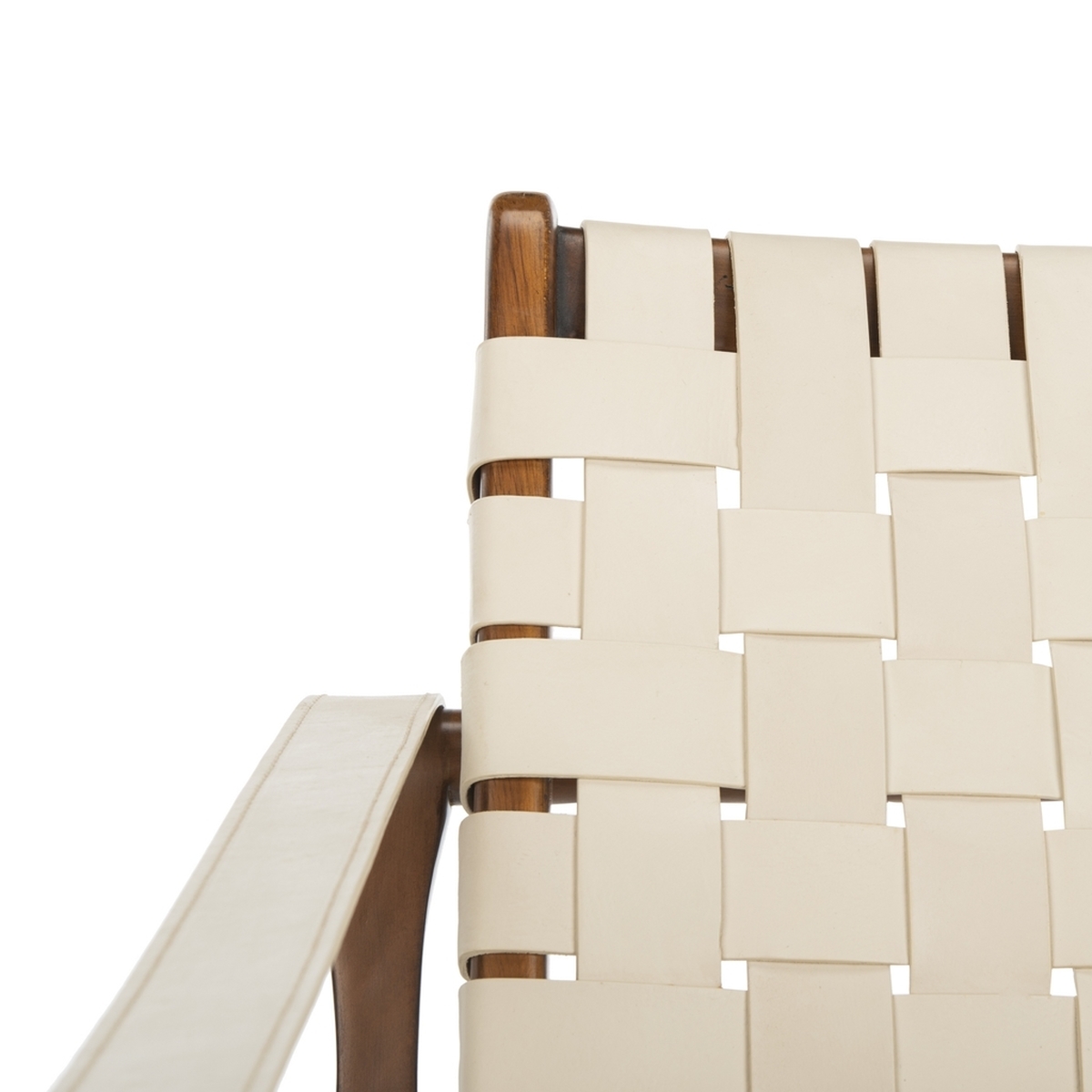 Dilan Leather Safari Chair - White - Safavieh - Image 2