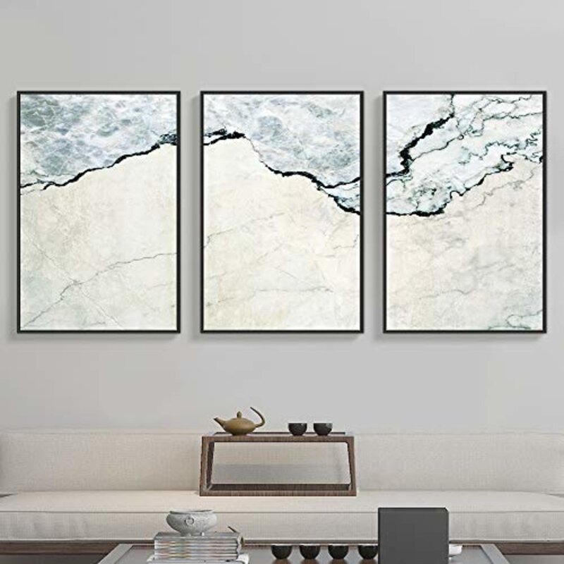 Panels Abstract Marble Canvas, Black Floater Frame Graphic Art on Canvas, Set of 3 - Image 2