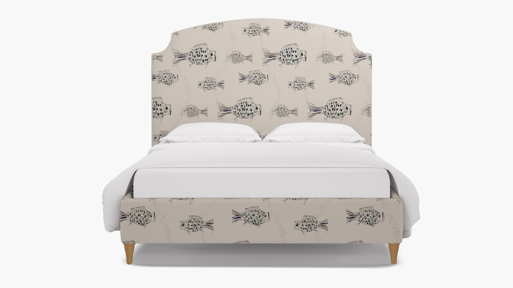 Cove Bed, Canvas Sakana, Natural Decorative Tapered Leg, Queen - Image 0