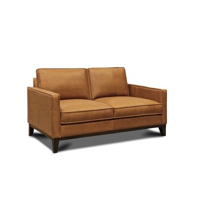 Lowden 59" Genuine Leather Square Arm Loveseat - Image 0