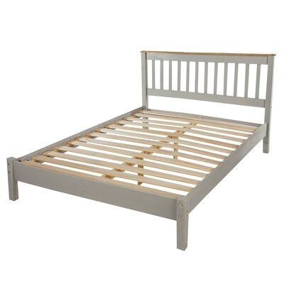 Wood Slatted Twin Size Bed Akmini | Union Rustic - Image 0