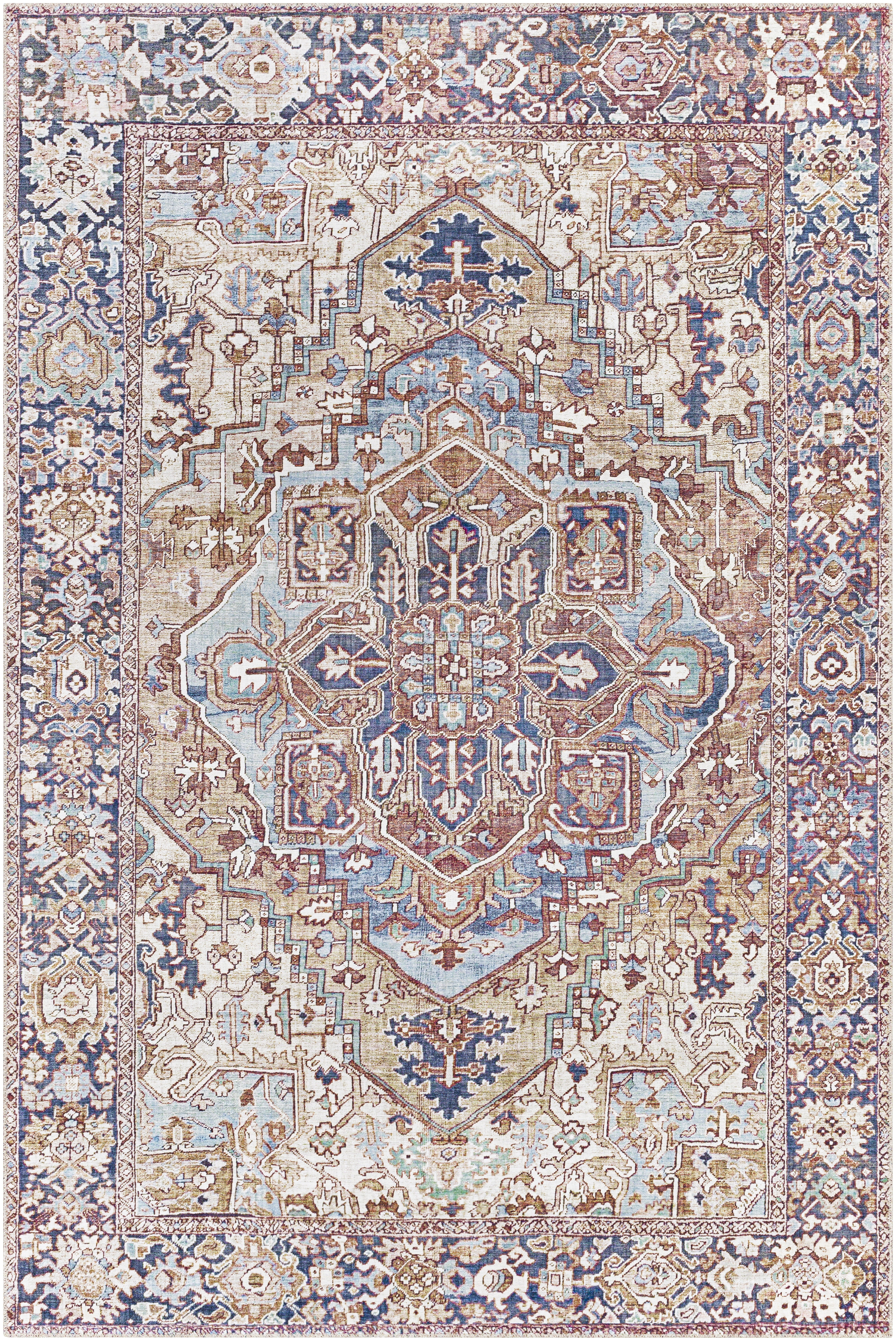 Iris Beige Indoor 5' x 7'6" Machine Woven Rug - Image 0