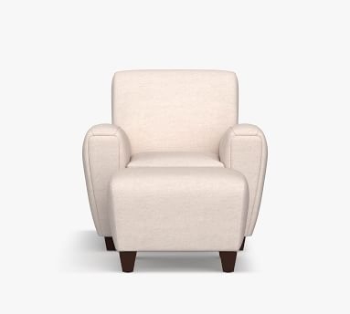 Manhattan Square Arm Upholstered Armchair, Polyester Wrapped Cushions, Twill Cream - Image 1
