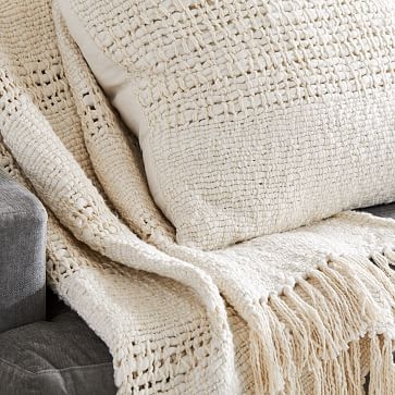 Cozy Weave Pillow + Throw Set - Stone White - Image 1