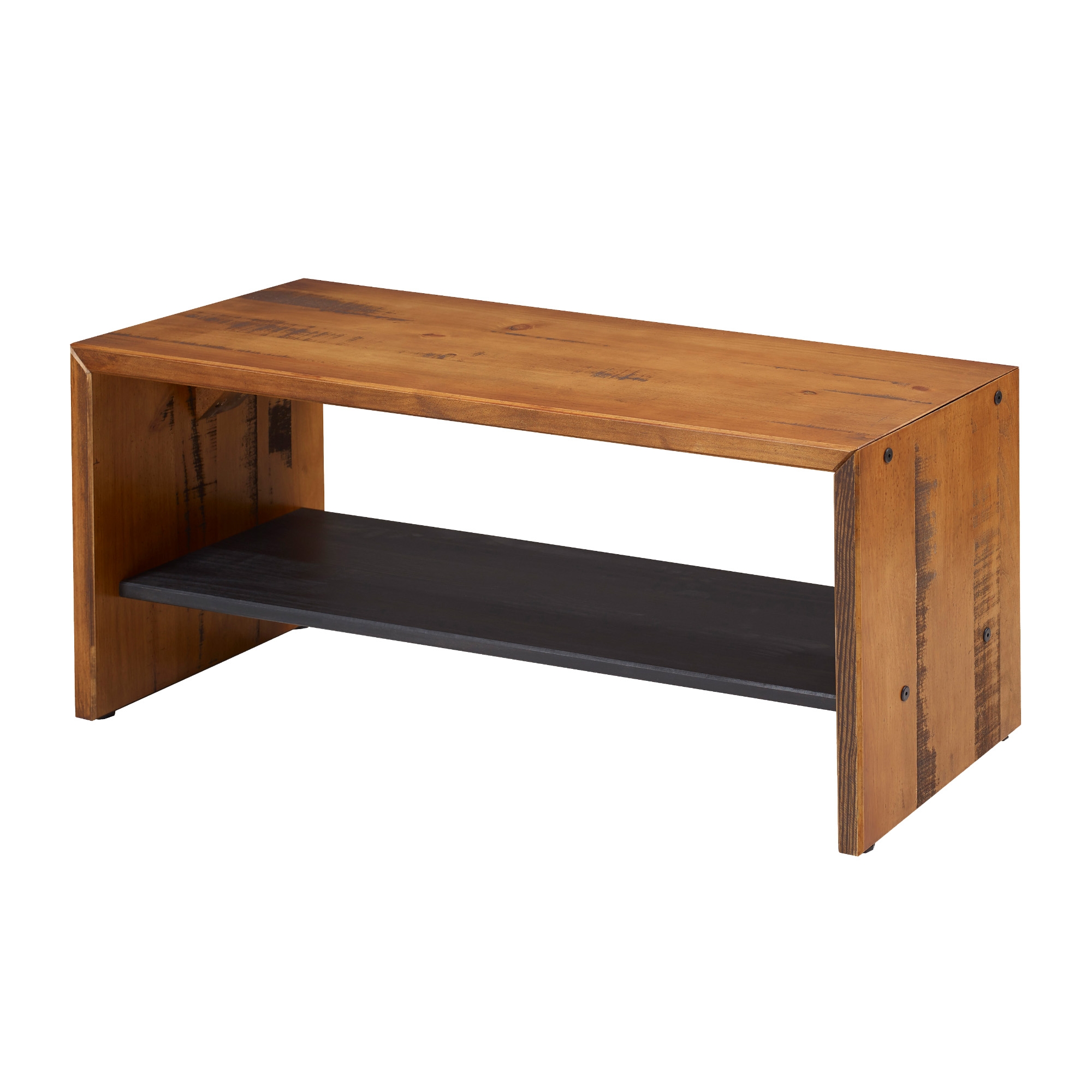 Alpine 42" Rustic Two-Tone Solid Wood Entry Bench - Amber - Image 2