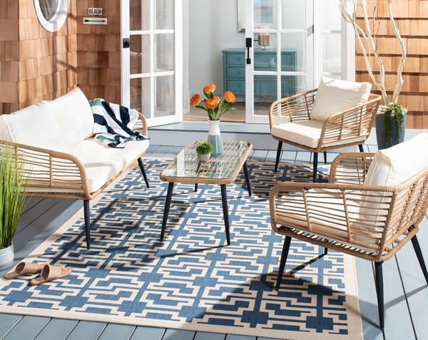 Harrley 4 Pc Living Set - Natural/White - Safavieh - Image 1