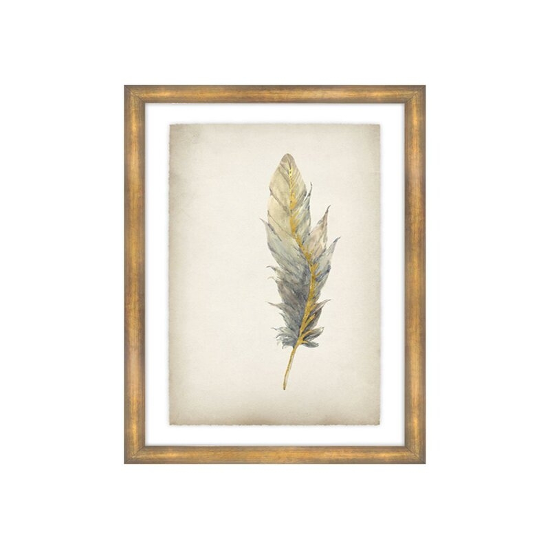Chelsea Art Studio Gilded Feathers IV (Gilded Gold) by Barclay Butera - Wrapped Canvas Graphic Art - Image 0
