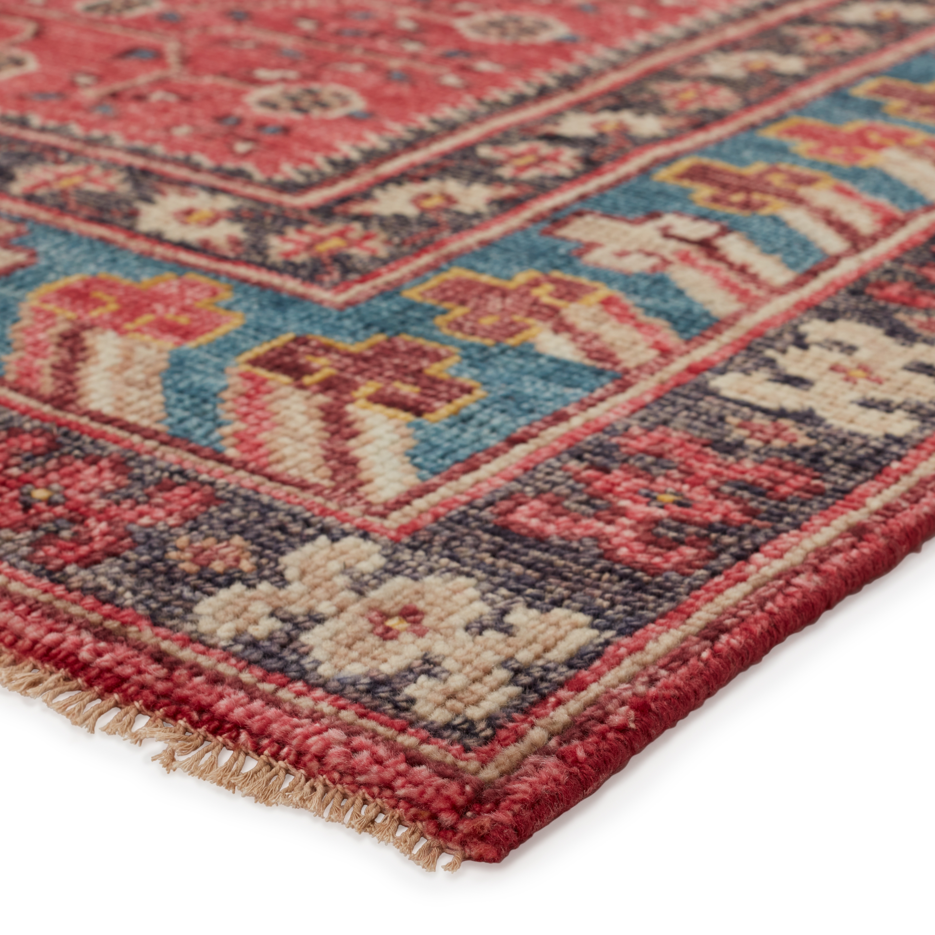 Donte Hand-Knotted Oriental Red/ Blue Area Rug (6'X9') - Image 1