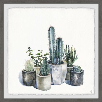 Pot of Succulents - Framed Watercolor Painting Print - Image 0