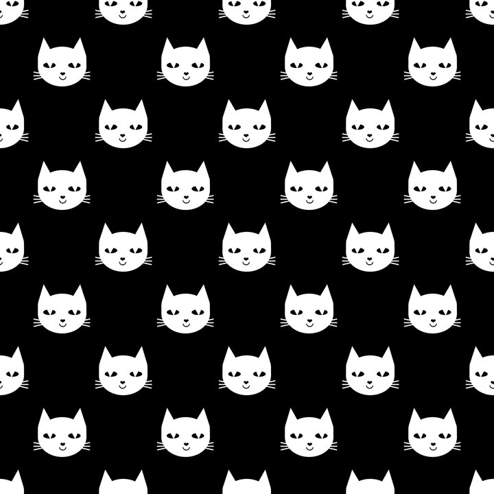 Cat Minimal Illustration Pet Cats Head Drawing Digital Pattern Black And White Nursery Art Art Print by Charlottewinter - Small - Image 1